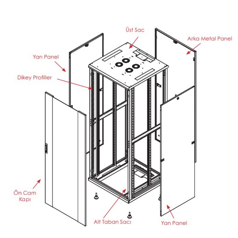 32U 600x600mm 19" INORAX-ALÜMİNYUM SERİSİ RACK KABİNET