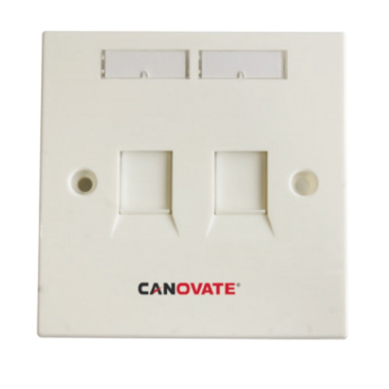 2 Port Cat-6 FTP wall outlet with modules and face...