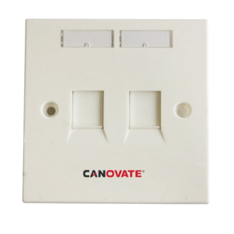 2 Port Cat-6 FTP wall outlet with modules and faceplate, (White)