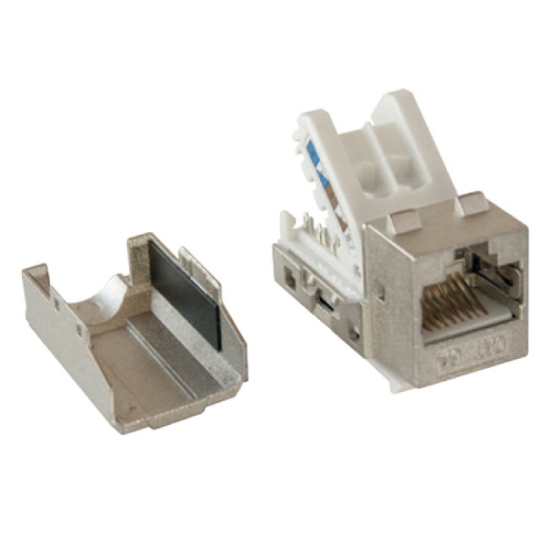 Cat-6a FTP Keystone jack module, 90 degree