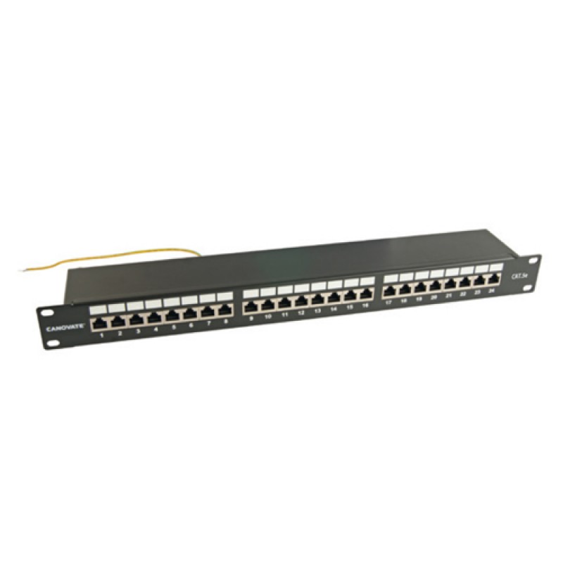 24 Port Cat-5e FTP Patch Panel, 1U 19'', loaded, (Black)