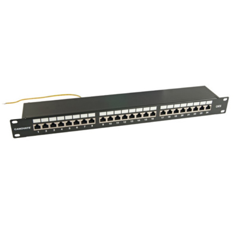 24 Port Cat-6 FTP Patch Panel, 1U 19'', loaded, (Black)