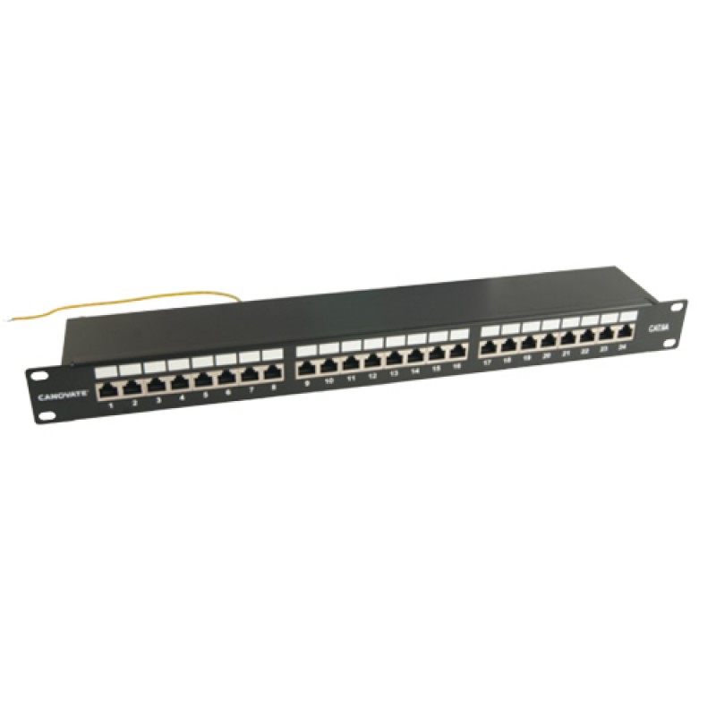 24 Port Cat-6A FTP Patch Panel, 1U 19'', loaded, (...