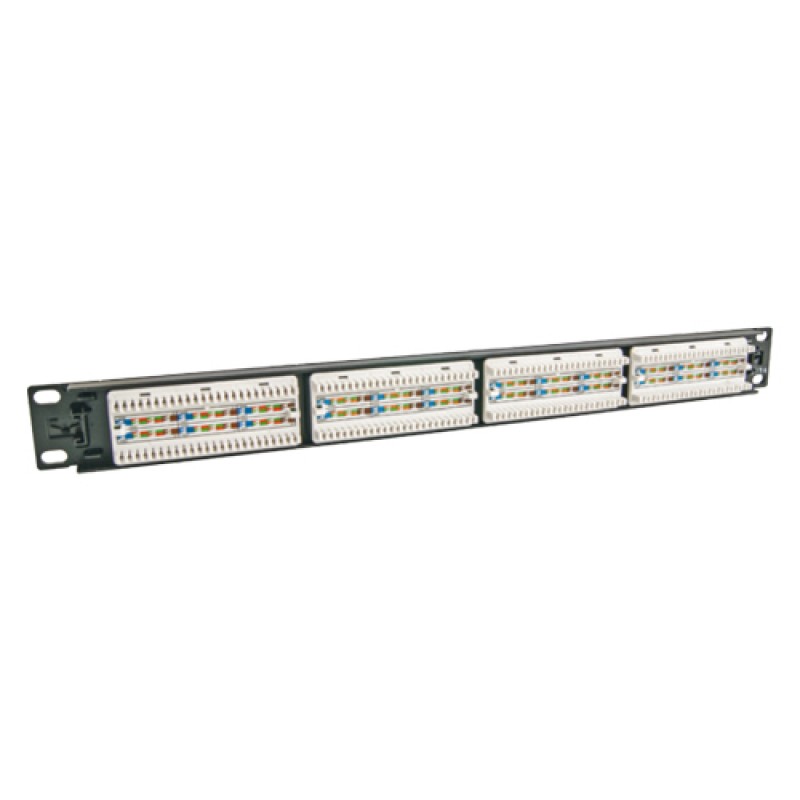 24 Port Cat-6 UTP Patch Panel, 1U 19'', loaded, (Black)