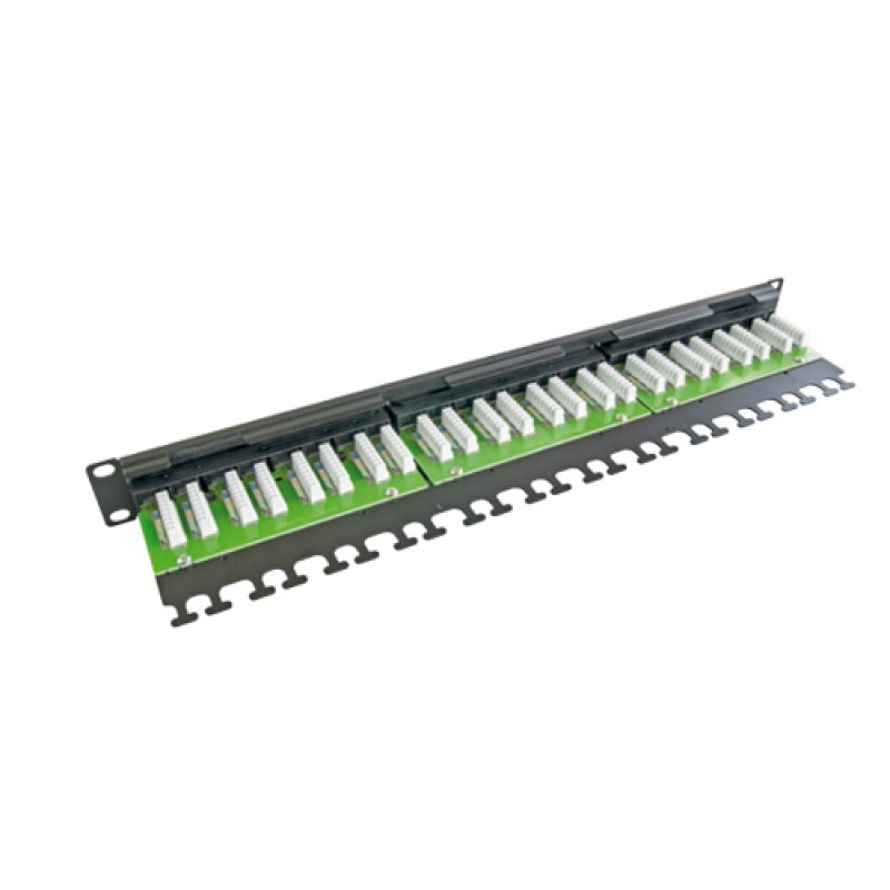 24 Port Cat-6A UTP Patch Panel, 1U 19'', loaded, (White)