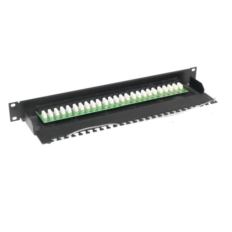 25 Port Cat.3 Telephone Patch Panel, 1U 19'', (Black)