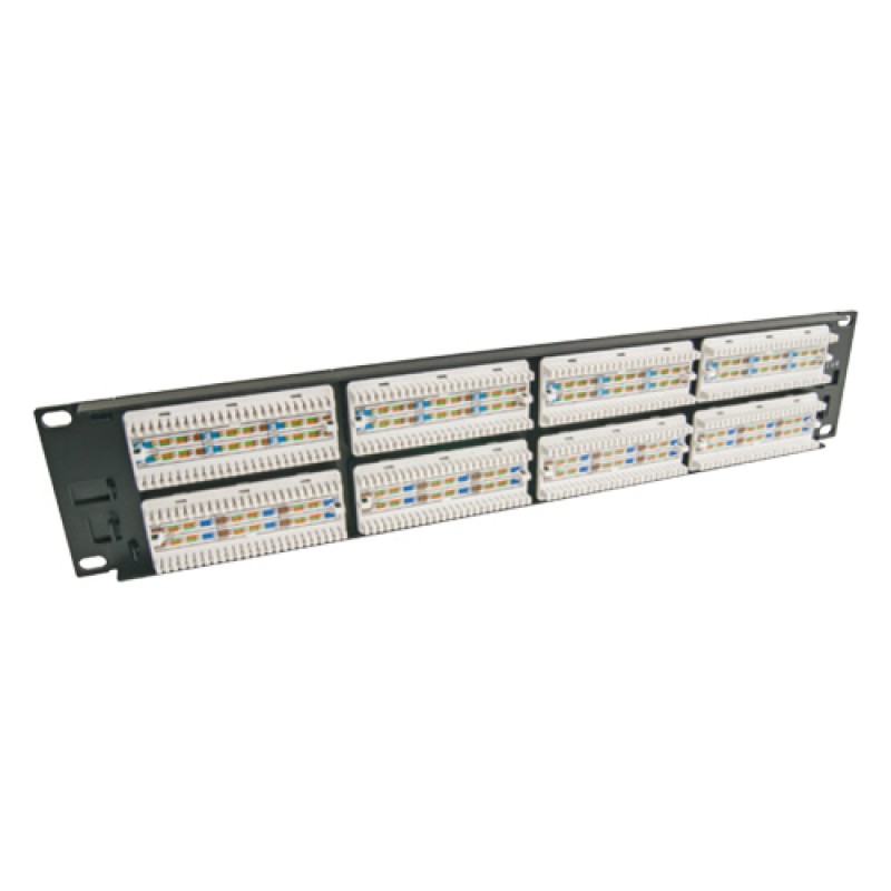 48 Port Cat-6 UTP Patch Panel, 2U 19'', loaded, (Black)