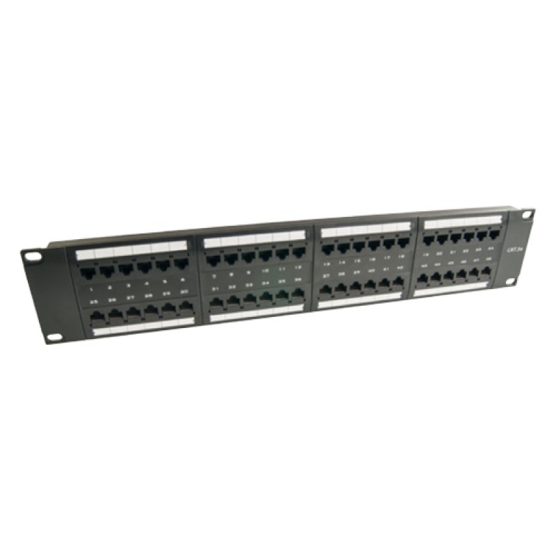 48 Port Cat-5e UTP Patch Panel, 2U 19'', loaded, (Black)