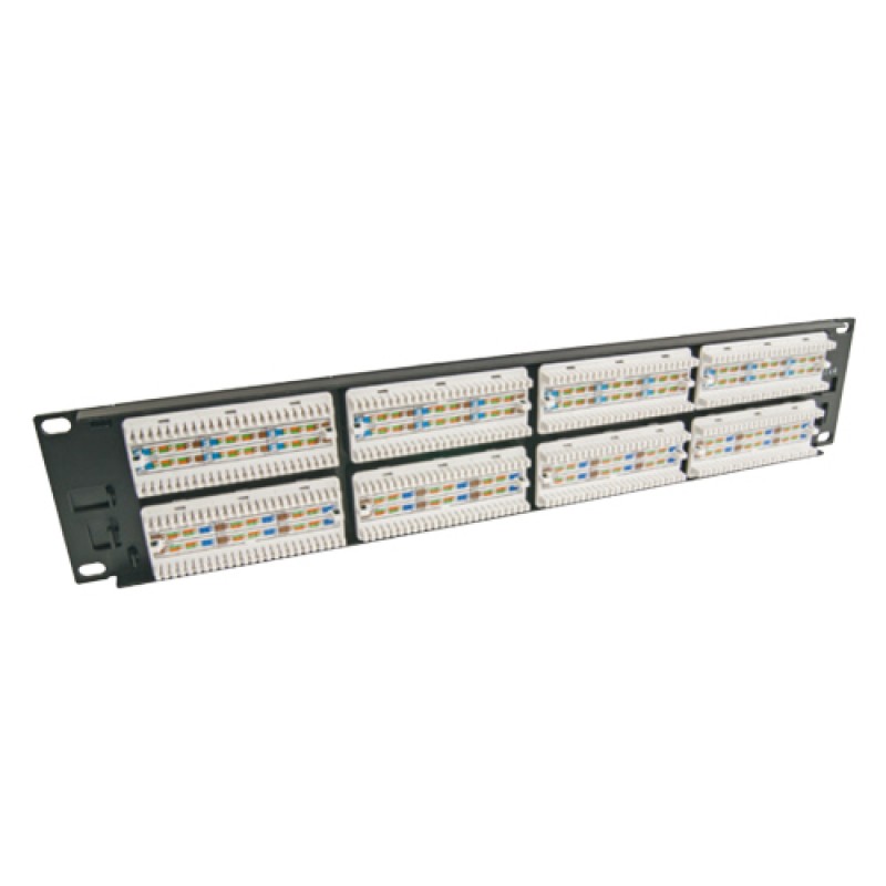 48 Port Cat-5e UTP Patch Panel, 2U 19'', loaded, (Black)