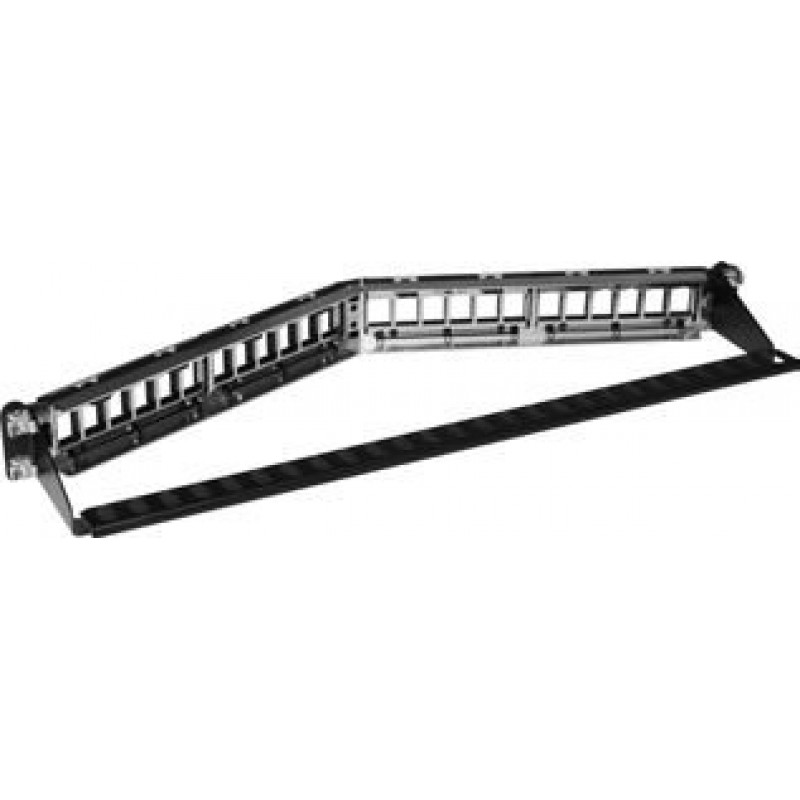 48 Port Angled Keystone Jack UTP Patch Panel, 2U 19''unloaded, (Black)