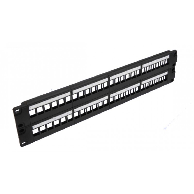 48 Port Keystone Jack UTP Patch Panel, 2U 19''unloaded, (Black)