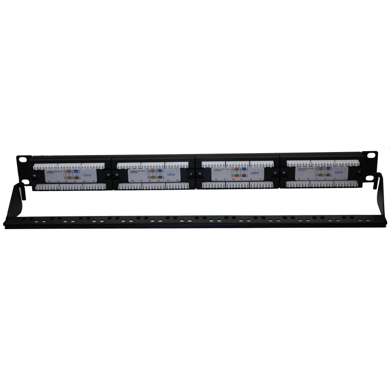 24 Port Cat 6 UTP Patch Panel 1U 19" loaded